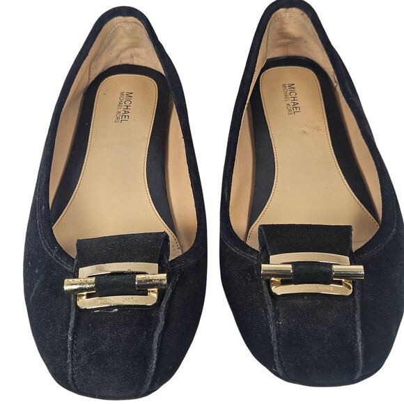 Michael Kors Woman's Black Suede Ballet Flats Minimalist 10M Classic Chic Flaw - Picture 3 of 16